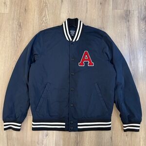 Abercrombie & Fitch Varsity Bomber Jacket Mens Medium Letter Patch Quilted Lined